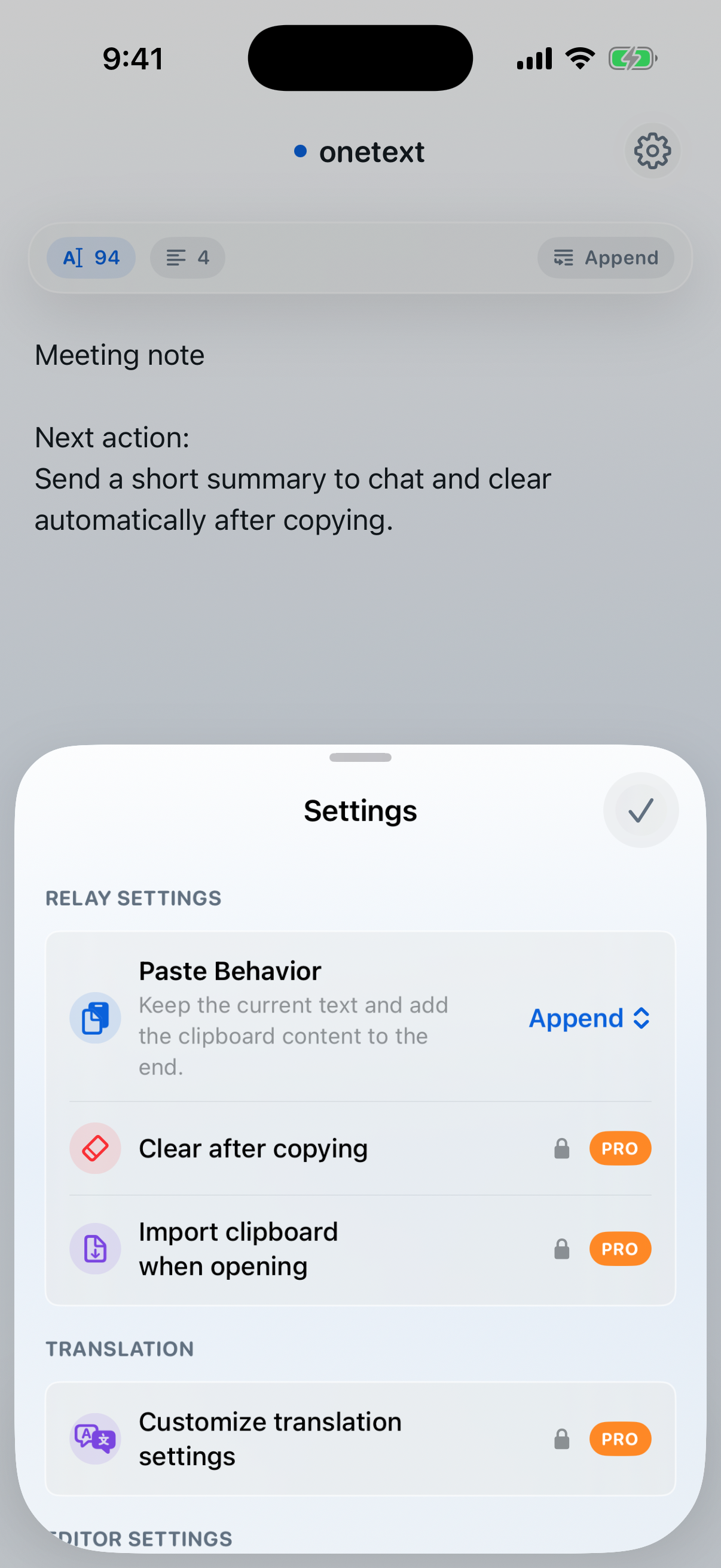 onetext Clear after copying